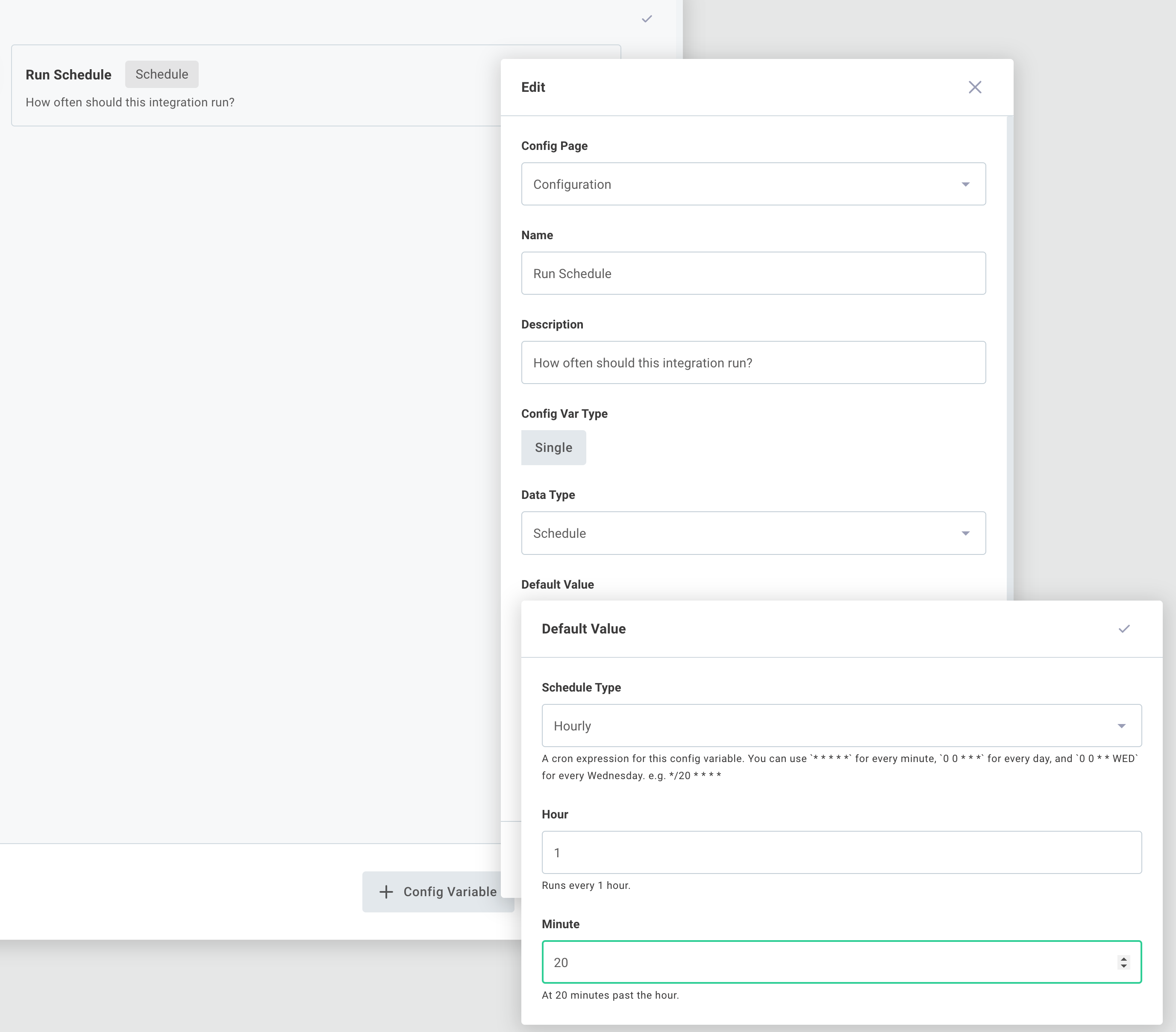 Configure integration trigger to use config variable